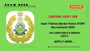 ITBP Recruitment 2024: 545 Constable (Driver) Posts - Check Eligibility & Apply Now.!