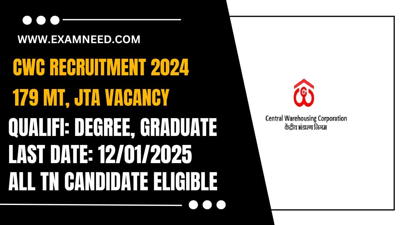 CWC Recruitment 2025 Apply for 179 Posts of MT, JTA, Superintendent & Accountant, Check Eligibility Criteria!