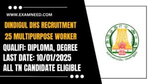 Read more about the article Dindigul DHS Recruitment 2025: Notification for 25 Multipurpose Worker Posts – Apply Now!