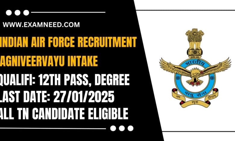 Indian Air Force Recruitment 2025 Notification Released for Agniveervayu Intake 012026 Posts - Apply Now!