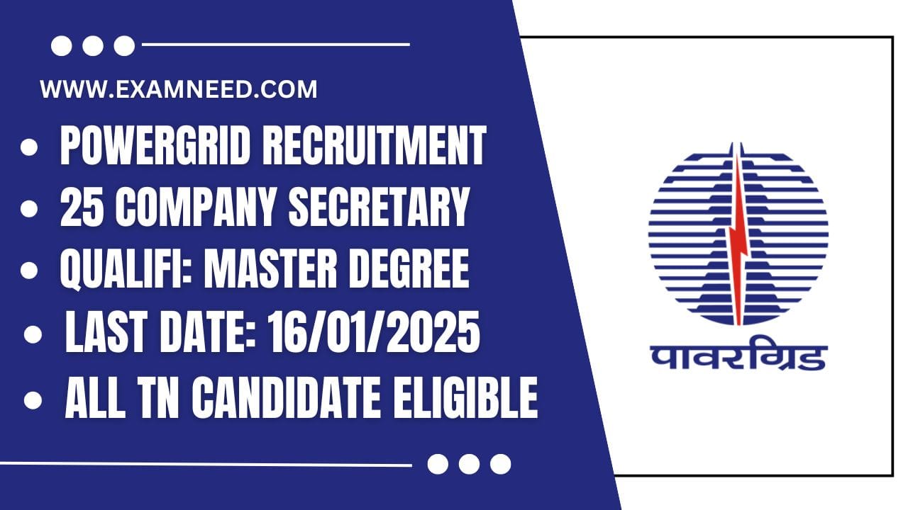 POWERGRID Recruitment 2025 Central Govt Jobs, 25 Company Secretary Posts - Apply Now!