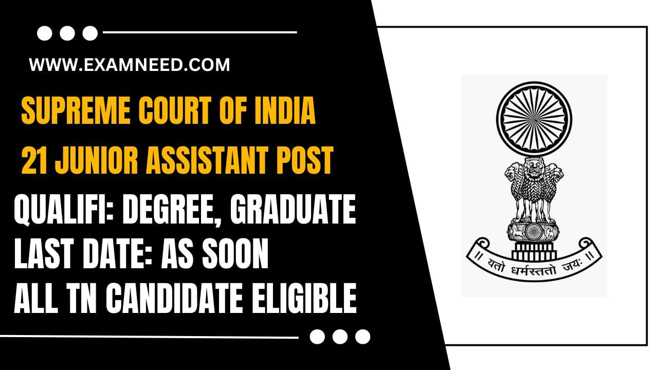 Supreme Court of India Recruitment 2025 Apply for 241 Junior Court Assistant Posts, Check More Details!