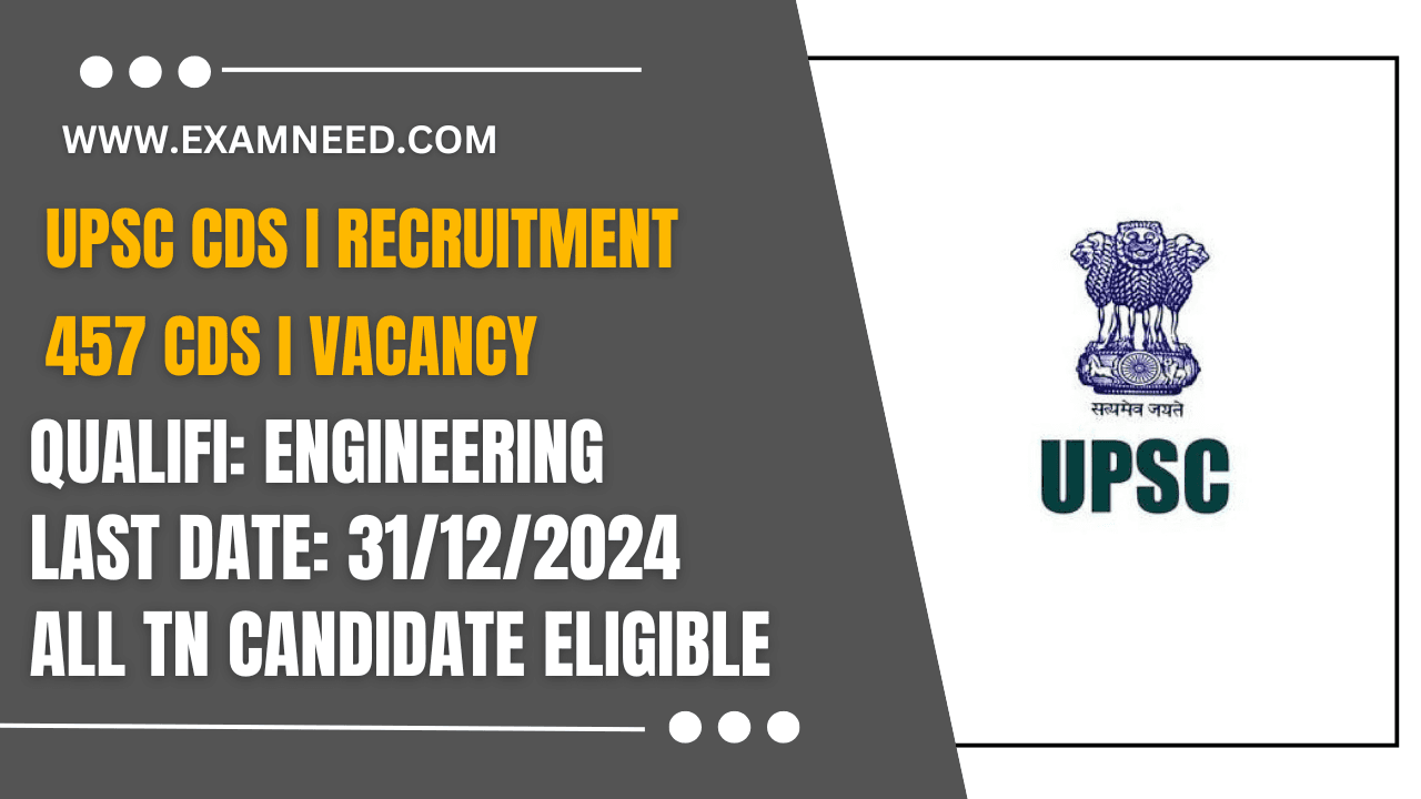 UPSC CDS I Recruitment 2025 Official Notification for 457 Posts – Apply Now!