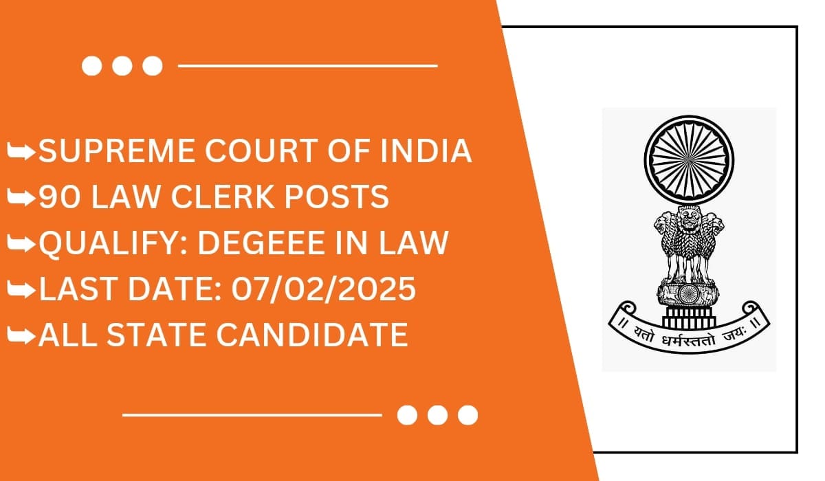 Supreme Court of India Recruitment 2025 Vacancy for 90 Law Clerk (Research Associate) Posts; Apply Now!