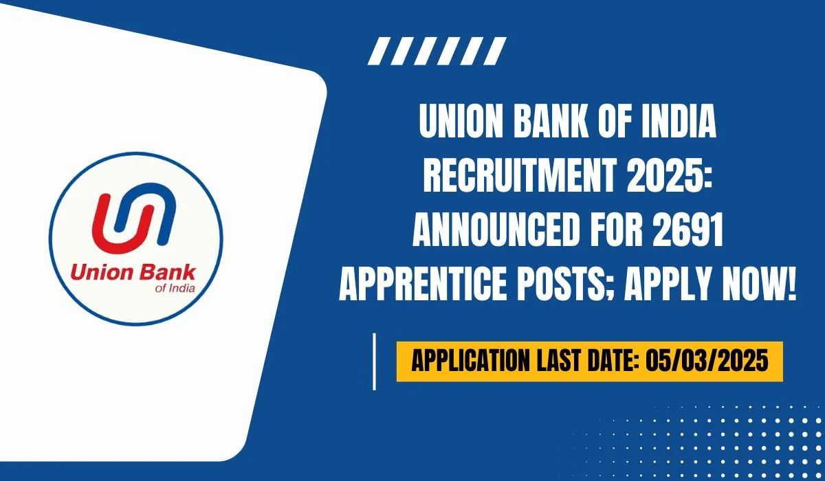 Union Bank of India Recruitment 2025 Announced for 2691 Apprentice Posts; Apply Now!