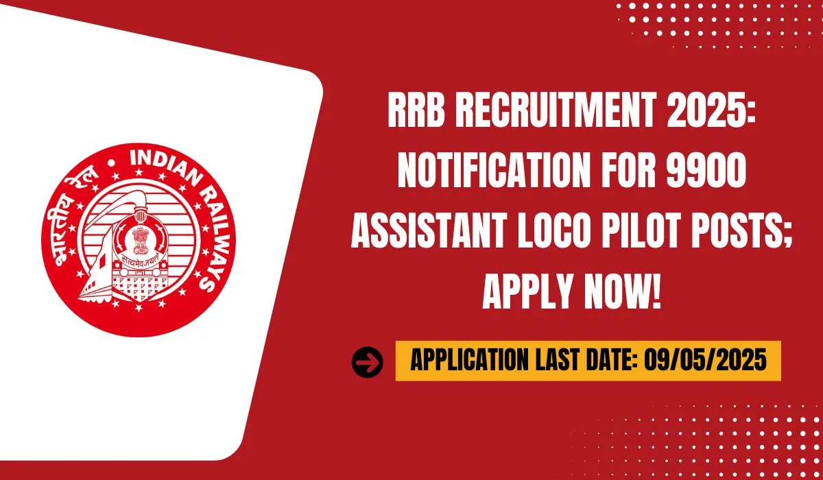 RRB Recruitment 2025 Notification for 9900 Assistant Loco Pilot Posts; Apply Now!