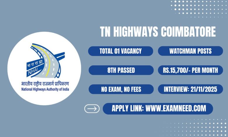 TN Highways Department Coimbatore Recruitment 2025 Notification PDF
