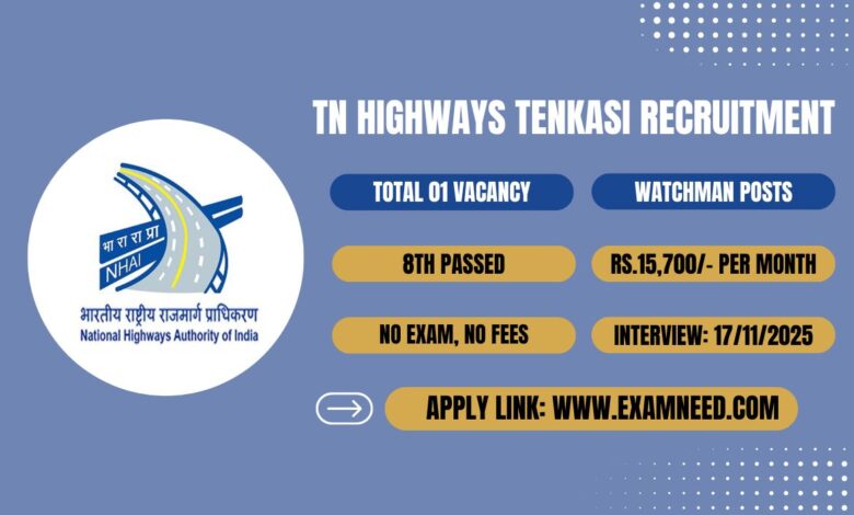 TN Highways Department Tenkasi Recruitment 2025 Notification PDF