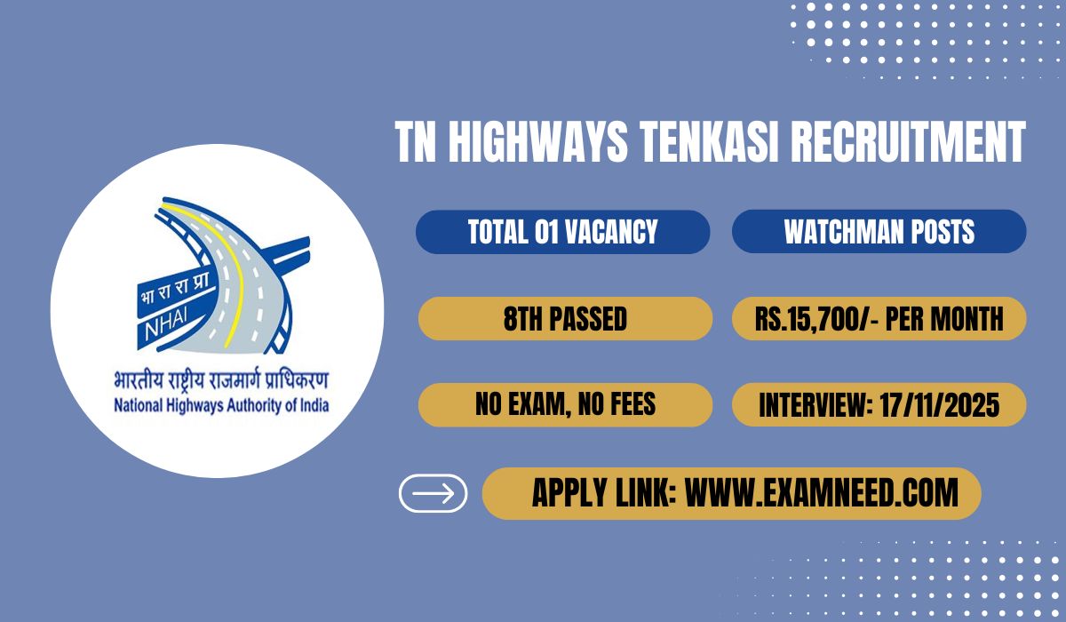 TN Highways Department Tenkasi Recruitment 2025 Notification PDF