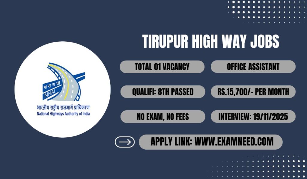 TN Highways Department Tirupur Recruitment