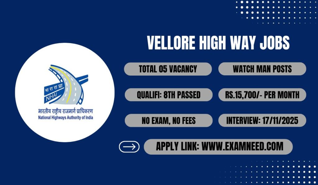 TN Highways Department Vellore Recruitment 2025