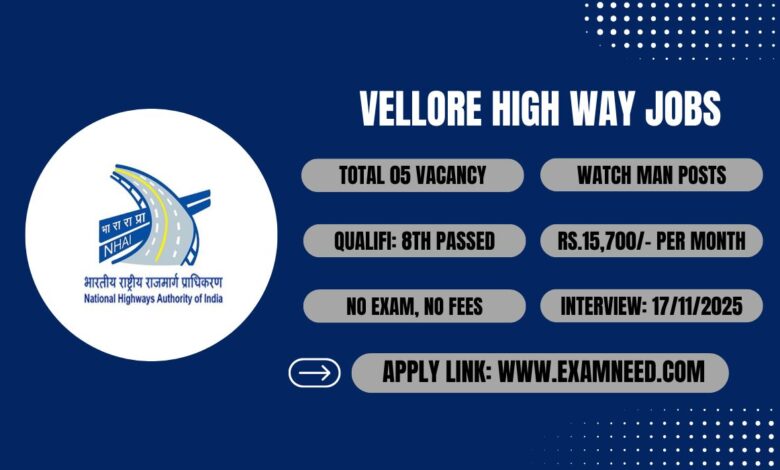 TN Highways Department Vellore Recruitment 2025