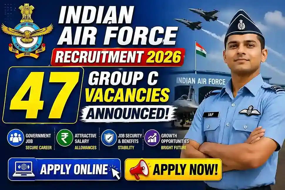 Indian Air Force Recruitment 2026 Notification Announced for 47 vacancies