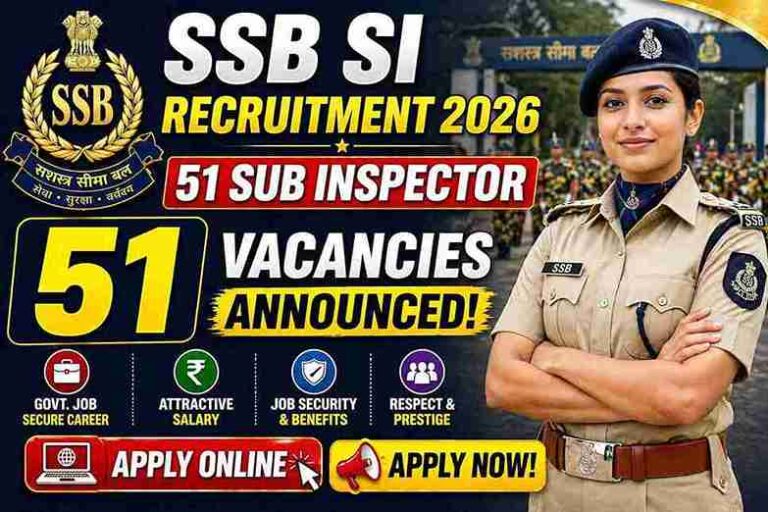 Sub Inspector Rajender Si SSB SI Recruitment 2026; 51 Sub Inspector Vacancies Announced – Apply ...