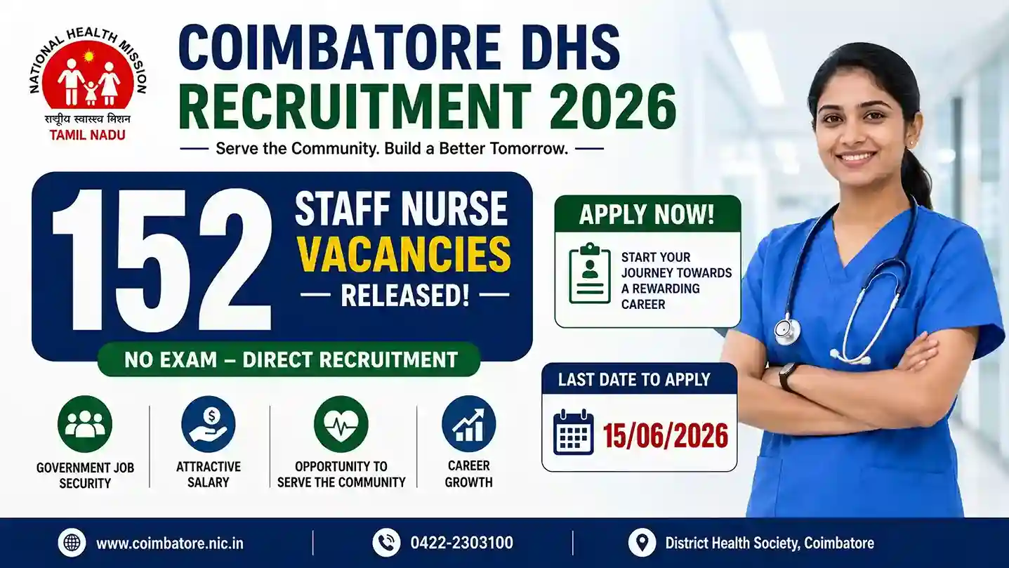 Coimbatore DHS Recruitment 2026 No Exam for 152 Staff Nurse Vacancies Released Apply Now 1 Coimbatore DHS Recruitment 2026