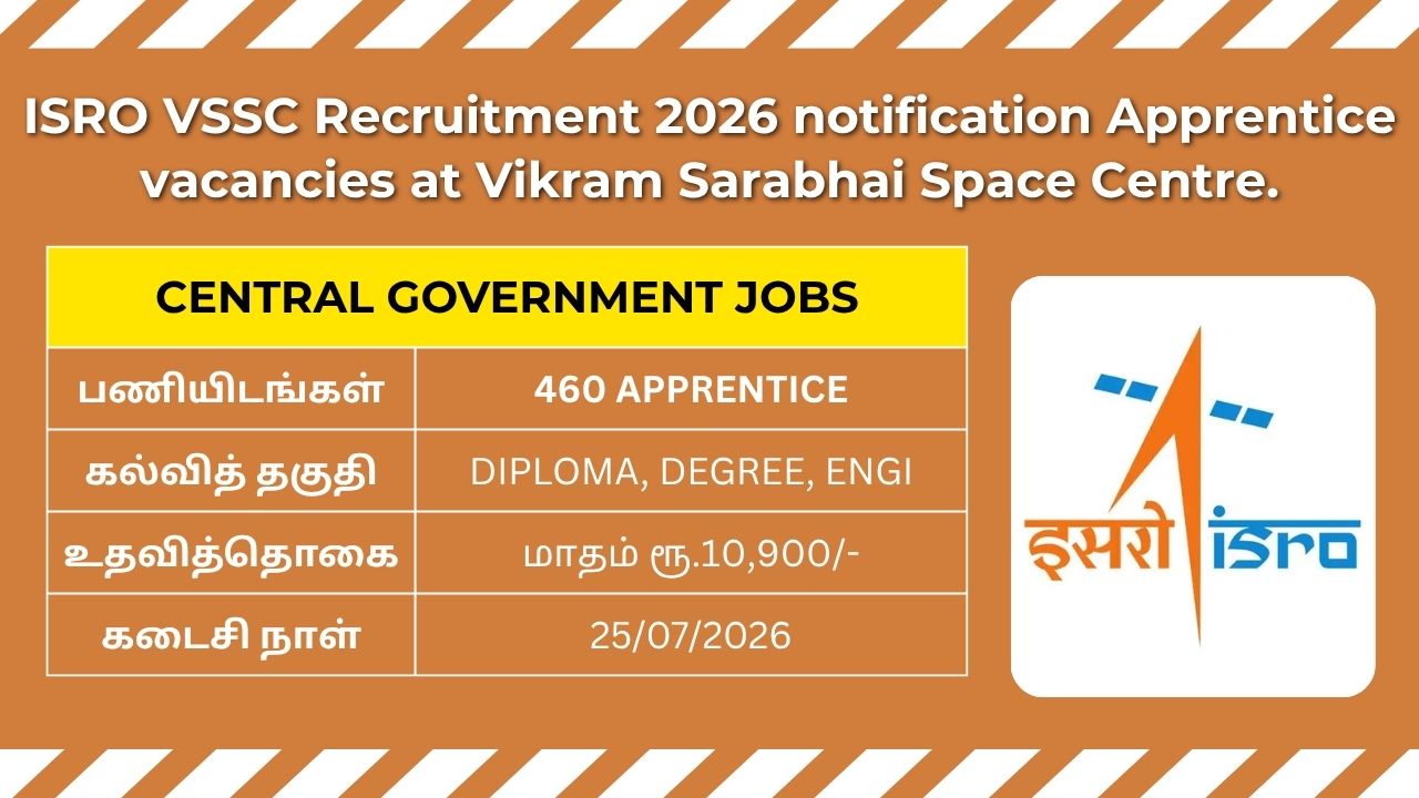 ISRO VSSC Recruitment 2026: Apply Offline for 460 Apprentice Posts 1 ISRO VSSC Recruitment 2026 notification for 358 Apprentice vacancies at Vikram Sarabhai Space Centre.