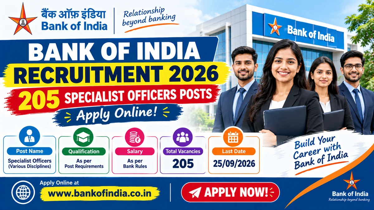 Bank of India Recruitment 2026 205 Specialist Officer Posts