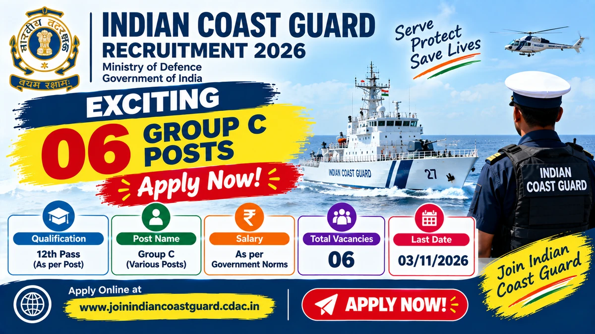 Indian Coast Guard Recruitment 2026: Exciting 06 Group C Posts – Apply Now! 2 Indian Coast Guard Recruitment 2026 06 Group C Posts