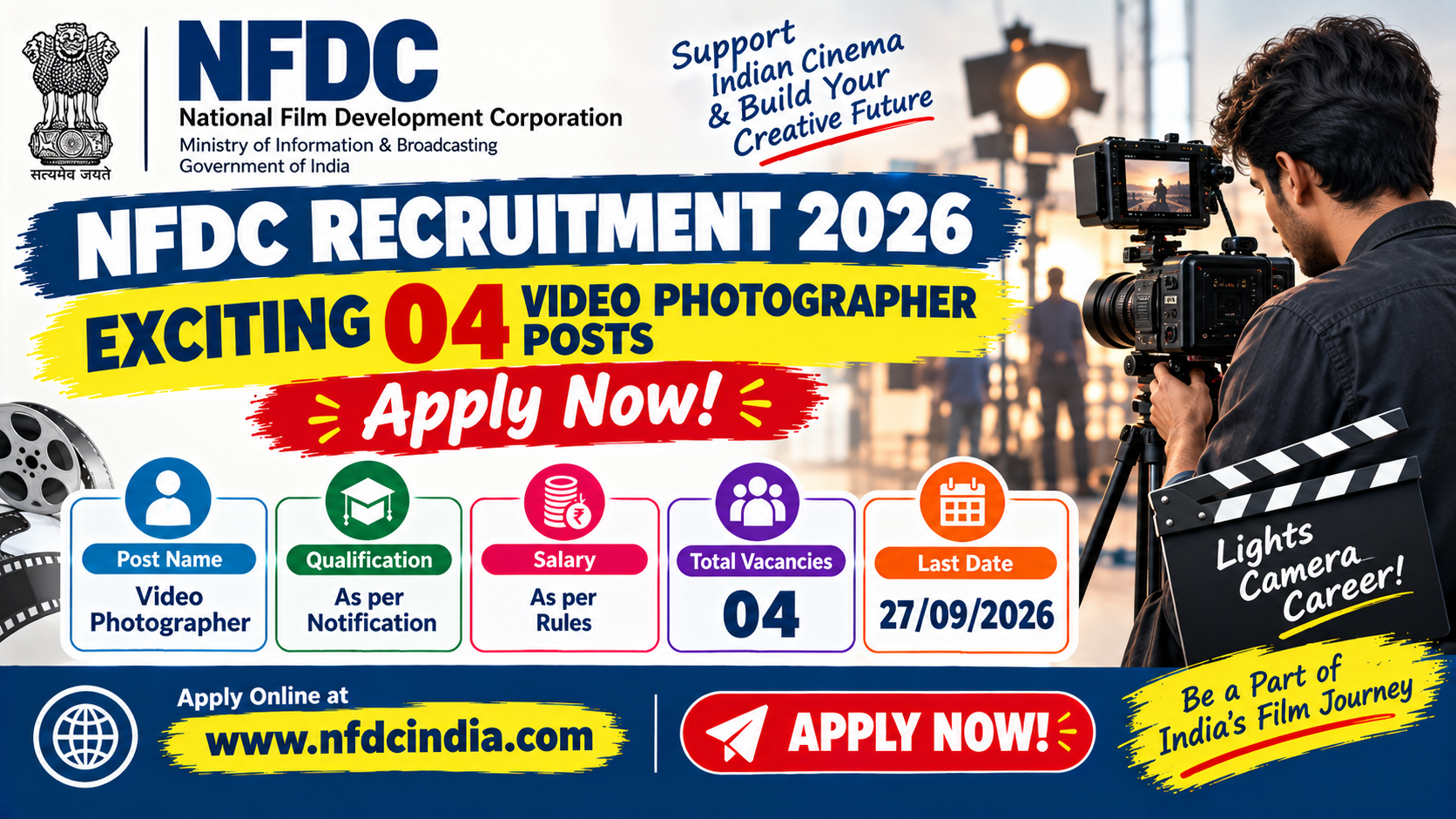 NFDC Recruitment 2026 04 Video Photographer Posts