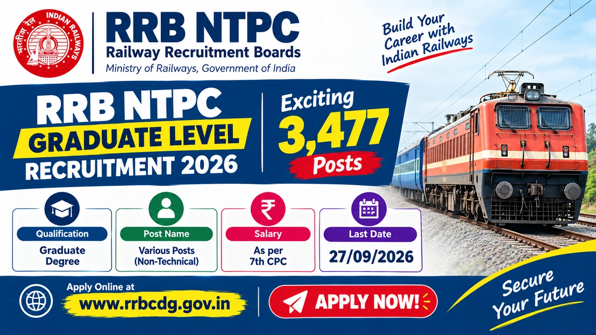 RRB NTPC Graduate Level Recruitment 2026: Exciting 3,477 Posts – Apply Now! 2 RRB NTPC Graduate Level Recruitment 2026 3,477 Posts