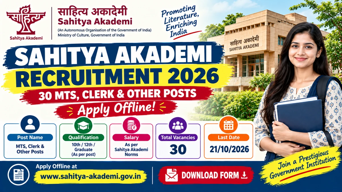Sahitya Akademi Recruitment 2026 30 MTS Clerk and Other Posts