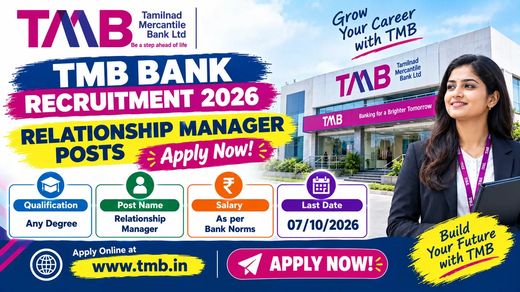 TMB Bank Recruitment 2026: Exciting Relationship Manager Posts – Apply Now! 1 TMB Bank Recruitment 2026 – Relationship Manager Vacancies
